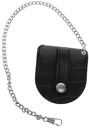 DEARMAMY 1 Satz Lederetui für Taschenuhren Seitentasche Beutel Taschenuhr-Gürteltasche Vintage Bauchtasche Taschenuhr Aufbewahrung Tasche mit Kette Taschenuhrhalter Legierung