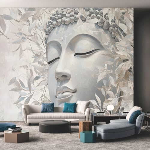 Generisch Fototapete Vlies Tapete Buddha 3D Fototapeten Vliestapete Tapeten Moderne Wandtapete, Wohnzimmer, Flur, TV Hintergrund Wandtapete Poster Bilder Wand Deko, 400 x 280cm (B×H) &KUM567