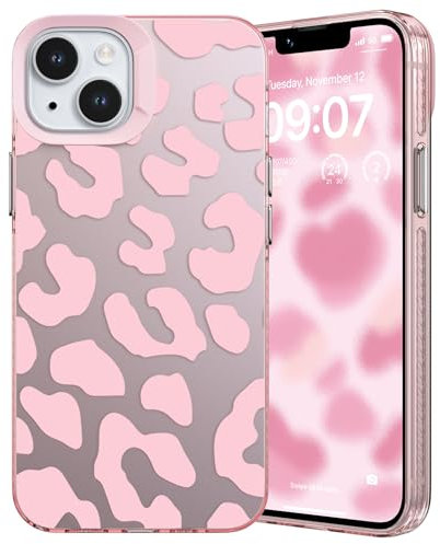 ZCDAYE Case for iPhone 13/14,Cute Stylish Bows Leopard Pattern Printed Phone Case, TPU Shockproof Protective Shell Women Girls Cases Phone Cover for iPhone 13/14, Pink Leopard