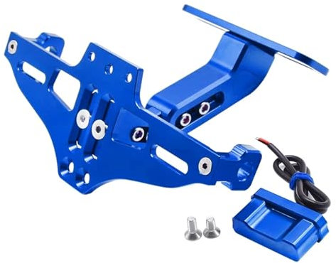 XINWELZ Porta Targa Moto Compatibile con Ducati per Monster937 per Monster 937 SP 2021 2022 2023 2024 CNC Supporto per Targa Posteriore per Moto Luci di Direzione(Blue)
