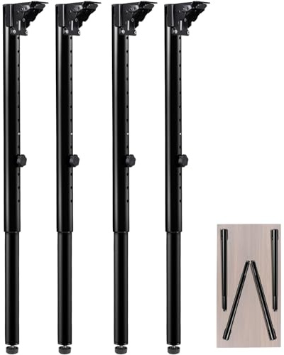 DorBuphan Folding Adjustable Table Legs 4 PCS, Adjustable Height 22.5”- 34.5” DIY Desk Legs, Foldable Furniture Legs for Outdoor Camper, RV, Coffee Dinner Table, Tabletops, Kitchen