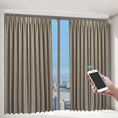 Tenda elettrica, 4,2 m, motorizzata, con telecomando, controllo intelligente, sistema Smart Curtains per soggiorno, camera da letto, 2,16 – 4,2 m, colore: bianco
