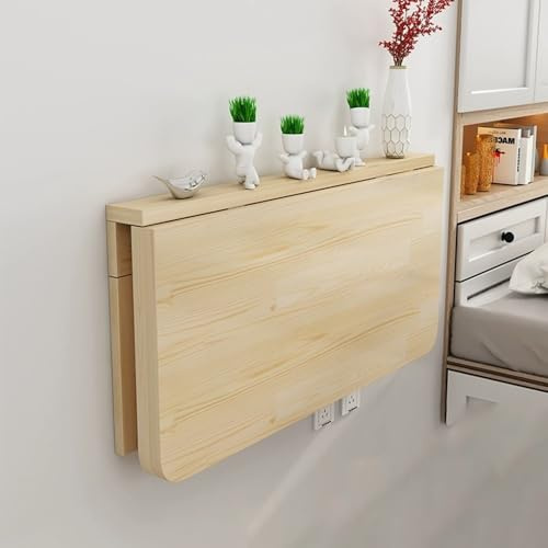 GSKFXJ Klappbar Wandtisch Für Esszimmer, Küche Klapptisch Aus Massivholz, Platzsparender Schwimmend Schreibtisch,Laptoptisch,Kindertisch(80x60cm/32x24in)