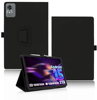 Hülle für OYEFIT T10 Tablet 10.1 Zoll, yystao PU-Leder Schutzhülle Kompatibel mit OYEFIT Tablet T10 - Handschlaufe, Haut-texturiertes vollumhüllendes Design, Schwarz