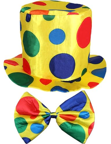 Gleemix Clown Hut Fliege, Zirkus Kostüm Hut, Bunte Fliege Karneval, Clown Kostüm Kinder Herren Damen, für Karneval Fasching Party