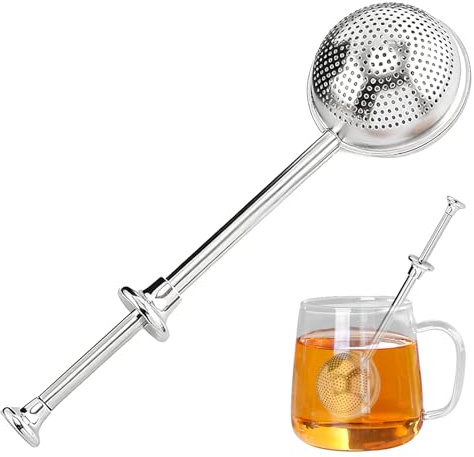 Tea Strainer Ball with Long Handle,Stainless Steel Loose Tea Strainer | Tea Infuser Tea Filter for Mug Cup Teapot Brewing,Silver