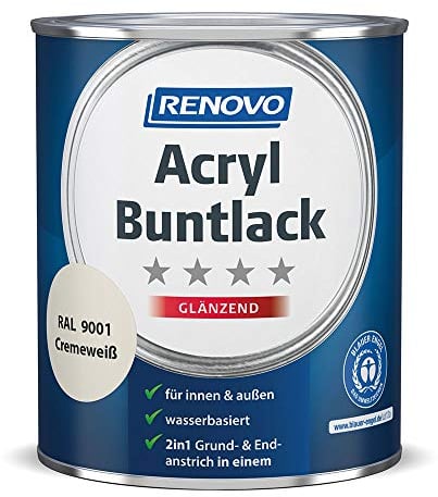 Acryl-Buntlack 2-in-1 750 ml RAL 9001 Cremeweiß glänzend Renovo