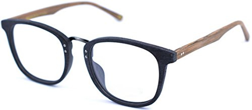 J&L Glasses Retro Klassisches Nerd Klar Hornbrille Brille mit Fensterglas Damen Herren Brillenfassung holz Stil (Black&Brown)