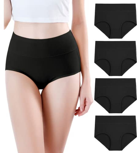 wirarpa Culottes Gainante Femme Fin Microfibre Lot de 4 Taille Grande Haute Slips Femmes Comfort Invisible sans Couture,Noir,XXXL