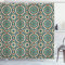 ABAKUHAUS orientalisch Duschvorhang, Retro nostalgisches Design, Stoffliches Gewebe Badezimmerdekorationsset mit Haken, 175 x 200 cm, Teal Bordeauxrot