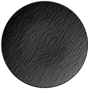 Villeroy & Boch - Manufacture Rock Gourmetteller 25 cm Schwarz, Spülmaschinenfest, Mikrowellensicher, Teller Schwarz, Esseller, Servierteller, Pizzateller, Servierplatte, Geschirr, Premium Porzellan