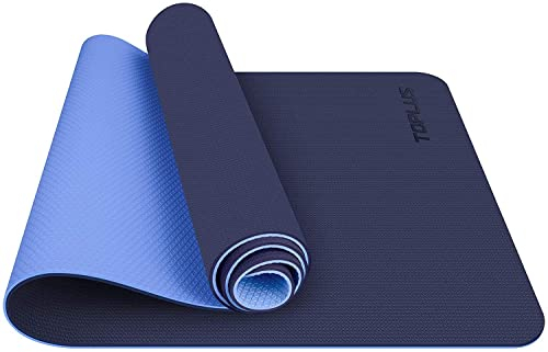 TOPLUS Gymnastikmatte, Yogamatte Yogamatte Gepolstert & rutschfest für Fitness Pilates & Gymnastik mit Tragegurt (Blau)