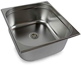 Edelstahl Spülbecken 354x325x150 mm Camping Spüle Waschbecken + Ablauf 19mm Wohnmobil (ad-ideen)