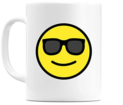 WeDoMugs Smiling Face with Sunglasses Emoji 11oz Ceramic Coffee Tea Gift Mug Cup