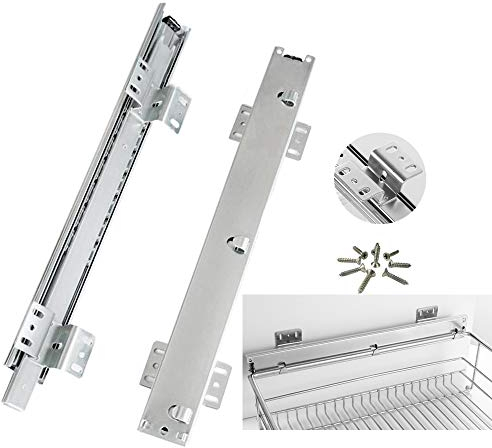 AILILI Guía Telescópica 400mm Riel De Cajón,Montaje Lateral Extensible Guía para Cajón,para Cajones De Cocina Cesta De Almacenamiento Carril De Cajón 1 Par