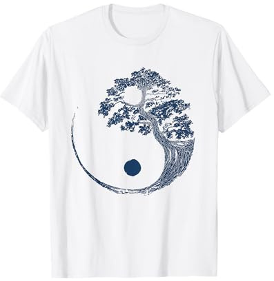Yin Yang Bonsai Blu Bonsai Tree Giapponese Buddista Zen Gift Maglietta