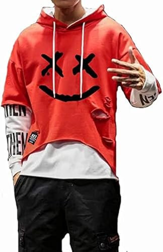 Hello MrLin Herren Techwear Hip Hop Hoodie Japanischer Streetwear Patchwork Urban Jumper