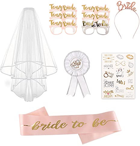 HALOVIE Bride to Be Deko, Bride to Be Schärpe Rosa Folienballons Luftballons, Junggesellenabschied Frauen, 11Stk. JGA Deko Frau Luftballons Set, Ballon Girlande Set, Bride to Be Luftballons Girlande