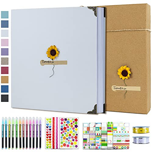 Vienrose Fotoalbum zum Selbstgestalten 30x30 cm, DIY Fotobuch mit 60 Schwarzen Seiten Scrapbook, 10x15 Fotos Spiralalbum Geschenk für Absolvierte Geburtstag Weihnachten Hochzeit Familie Baby