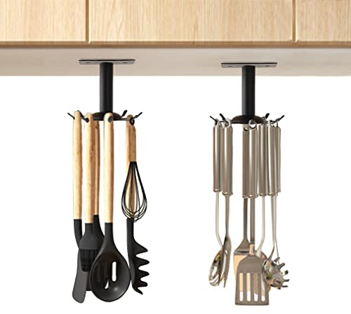 Aosome 2 Stück Utensilienhalter, 360° drehbar, Edelstahl, Küchenutensilienhalter, 8 Haken