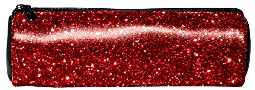 Stifte-Etui mit roten Pailletten, Leder, für Schüler, Schreibwaren, Schule, Arbeit, Büro