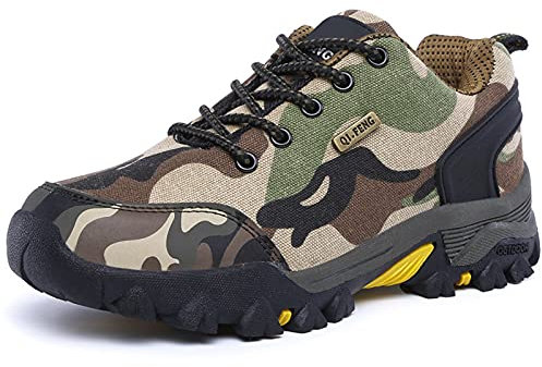 YUHAI Tarnwanderschuhe für Männer, Niedrig-Top-Trainer Outdoor Walking Schuhe Anti-Rutsch-Turnschuhe,Yellow-40(UK 7)