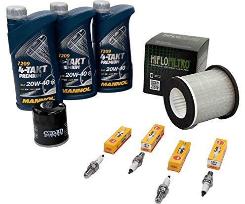 Wartungspaket Öl 3L + Luftfilter + Ölfilter + Zündkerzen für Yamaha XJ 600 XJ600 Diversion Baujahr 1992-2003