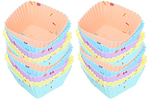 20 Stück Cupcake-Formen Aus Silikon, Wiederverwendbar Silikon Muffinförmchen Silikon Backform Muffinform Silikon, Antihaft Mini Muffinförmchen Kuchenform Für Kekse Käsekuchen Gebäck(Quadrat)