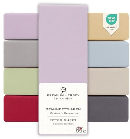 DarBene Kinder Spannbettlaken 70x140 Premium 2er Set, Jersey 100% gekämmte Premium Baumwolle, atmungsaktiv, superweiches Bettlaken, Oeko-TEX, Flieder hell