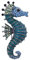Broche bijou poisson hippocampe strass cristal vert et bleu.