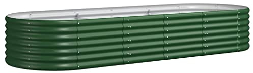vidaXL Hochbeet, Wetterfestes Hochbeet für Garten Balkon Terrasse, Kräuterhochbeet zum Selber Bauen, Pflanzkasten aus Metall, Pulverbeschichteter Stahl Grün