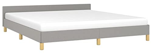 vidaXL Bettgestell mit Kopfteil, Bettrahmen mit Lattenrost, Bett Polsterbett mit Stützbeinen, Schlafzimmerbett Doppelbett, Hellgrau 180x200cm Stoff