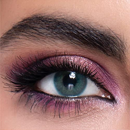 LA' BELLA farbige Kontaktlinsen MARINE (Dioptrien -0.00) – MILANO SERIE, stark deckende Monatslinsen für 3 Monate, Dunkle Grün-Blaue Farblinsen, perfekt für dunkle Augen