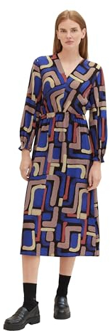 TOM TAILOR Damen Maxi Kleid aus Viskose, black abstract design, 42