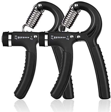 Vicloon 2Pcs Adjustable Hand Grip Exerciser, 10-50 kg Forearm Strengthener, Adjustable Resistance with Stainless Steel Springs Hand Squeeze Finger Force Strengthener and Grip, Black