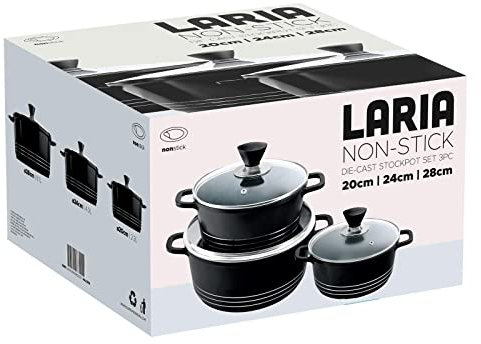 LARIA, Lot de 3 marmites moulées sous pression non collantes