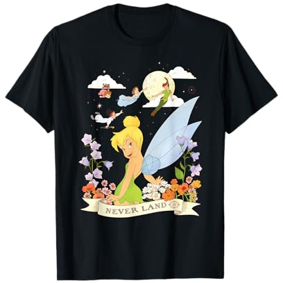 Disney Peter Pan Tinker Bell Never Land Flowers and Flight T-Shirt
