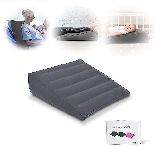Nevife Aufblasbares Dreieck-Keilkissen, schnelles Aufblasen/Ablassventil, tragbare Reisebeinerhöhung, verstellbares Neigungskissen für Rückenstütze, Schlafen, Säurereflux, Schnupfen, Fußstütze