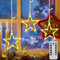 Fohil Curtain Fensterdeko 3 LED Sterne Lichterkette, 39 LED Lichtervorhang mit Stern Weihnachtsdeko Außen 8 Modi Fenster Lichterkette, Weihnachtsbeleuchtung für Innen Außen Christmas Decor