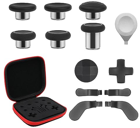 13 in 1 Metall Daumensticks f??¡§?1r Xbox Elite Controller Series 2 Zubeh?r, Ersatz Magnetische Tasten Kit enth?lt 6 Metallbeschichtung Joysticks, 4 Paddles, 2 D-Pads, 1 Justierwerkzeug (schwarz)