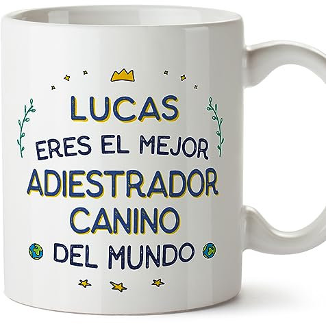 MUGFFINS Tazas Personalizadas para ADIESTRADOR CANINO hombre - En Español - Mejor del Mundo - 11 oz / 330 ml - Regalo Personalizable original y divertido