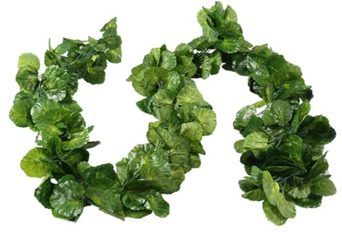 Whakano künstlich Efeugirlande Efeu,Efeu Künstlich Girlande,Kunstpflanze Hängend,für Küche,Terrasse,Schaukel,Balkon,Hochzeit,Garten,Büro,Party,Weihnachten Dekor,Wanddekor,3D Begonie Blatt A