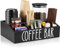 ALELION Kaffeestation-Organizer für Arbeitsplatte, 7 Fächer, Kaffeebar-Zubehör und Organizer mit herausnehmbaren Trennwänden, schwarzer Kaffee- und Tee-Gewürz-Organizer