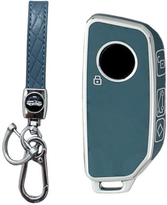 MEDZUK Coque Clé Compatible avec BMW X1 U11 2022-2024 2025 Coque de Protection pour clé de Voiture TPU, Accessoire Étui pour Clés avec Porte-clés (Bleu Argent)