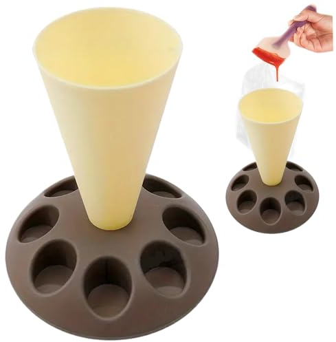 Obelunrp Piping Bag Stand, 21.6cm/8.6inch Pastry Bag Holder with 8 Slots Nozzles Holder, Pastry Bag Stand for Filling Baking Accessories(Yellow)