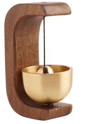 Door Chime Magnetic C-Shaped Door Harp Wooden Cute Decorative Door Entry Chime Doorbell Chime for Door Opening Shopkeepers Business,Walnut Color