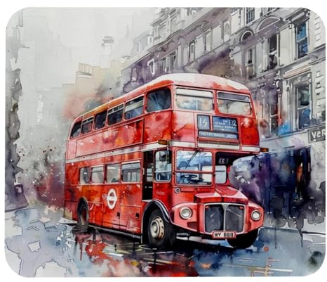 Gaming-Mauspad, Doppelter Ducker roter London-Bus, Malerei-Drucke, Mauspad für Schreibtisch, Heimbüro, rutschfeste Gummiunterseite, Tastatur-Pad, Laptop-Schreibtischunterlage