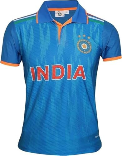 KNK Cricket India Jersey 2024 Fan Supporter T-Shirt Cricket Team Uniform Kinder bis Erwachsene, einfarbig, 52