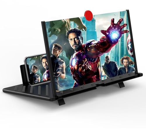 20 Screen Magnifier for Cell Phone,3D Magnifying Projector Screen Enlarger Expander for Movies, Videos, and Gaming,Foldable Phone Stand with Screen Amplifier, Compatible with All Smartphones