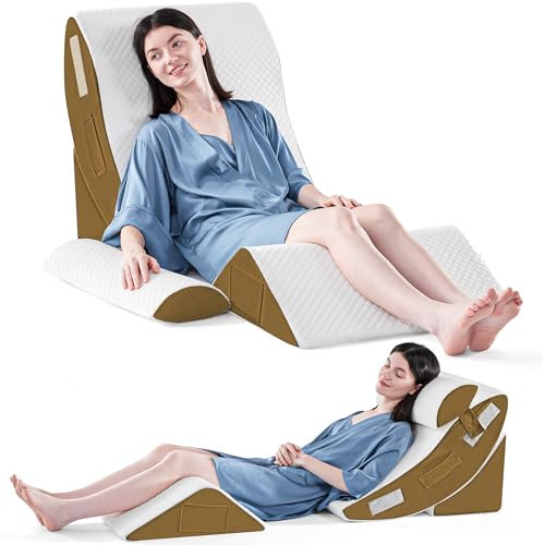 Yojoker Orthopädisches Bettkeilkissen-Set zum Schlafen, postoperative Schaumstoffkissen zur Linderung von Körper-, Rücken- und Beinschmerzen, dreieckiges verstellbares Stützkissen –